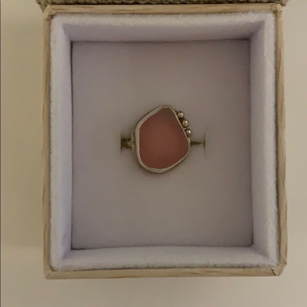 Brand new pink sea glass ring